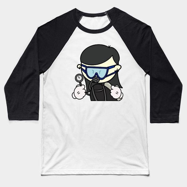 Ordinary Scuba Diving woman, Minimal cartoon, plain cute design Baseball T-Shirt by imgoft